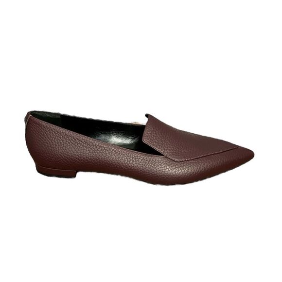 NEW Everlane burgundy pebbled leather pointy toe the boss flat loafers size 11 - Picture 2 of 9